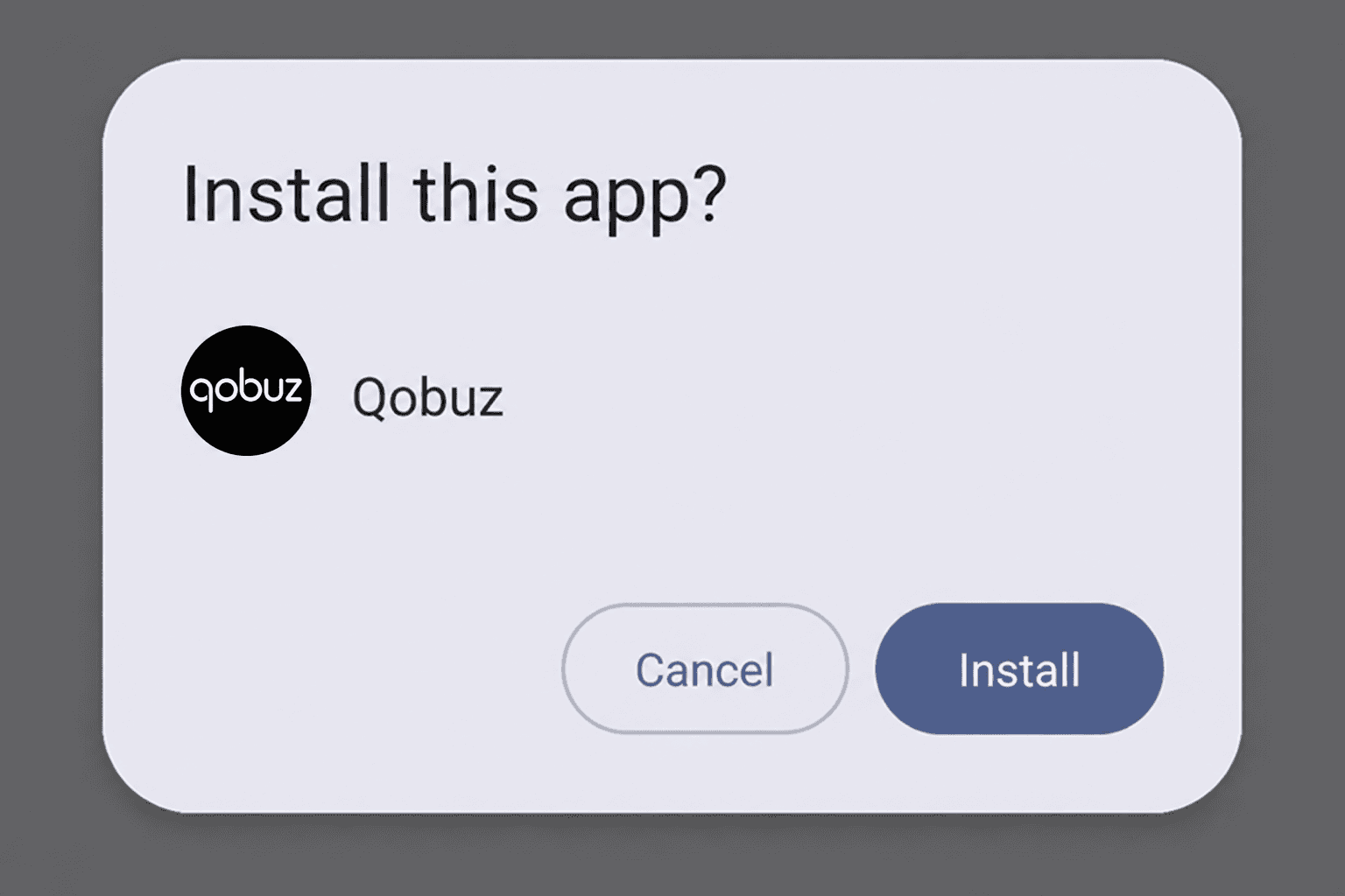 Android package installer asking to install Qobuz